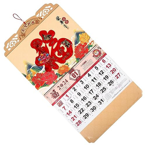 PRETYZOOM Hängender Kalender Mit Traditionellem Chinesischen Design Hängekalender Für Zuhause Dekorativer Wandkalender Mit Drachenjahr Für Kultur Und Kunstliebhaber