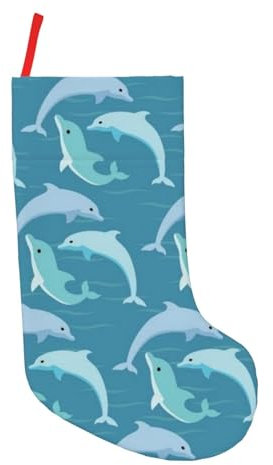 ROOZEE Weihnachtsstrümpfe mit Meeresleben-Muster, 45,7 cm, festliche Dekoration und ideale Tasche, Blau