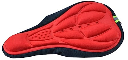 Happyyami Bike Saddle Pad Gel 3d Bike Seat Cover Cushion Red Breathable Soft Bicycle Seat for Outdoor Cycling