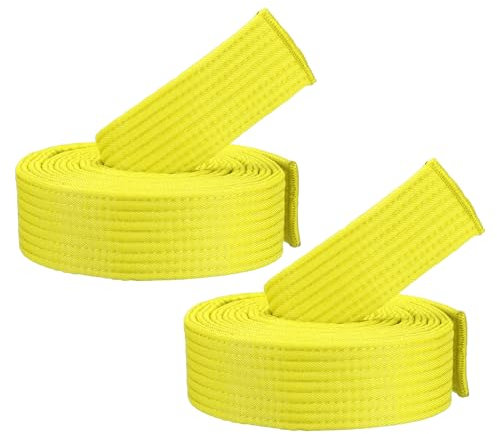 PATIKIL Taekwondo Farbige Gürtel für Ranglisten, 2er Pack 1,6 x7,2FT Polyester Taekwondo Farbige Gürtel für Unterricht Praxis, Gelb