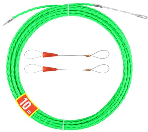 Sonda Passacavi 10m, RISVOWO 4.5mm Sonda Elettricista con 2 Molla di Guida, Sonda Tiracavi Cavo, Molla Elettricista, Canalina Passacavi, Estrattore Cavi per L’Installazione di Cavi (Verde)