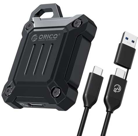 ORICO M.2 NVMe 2230 SSD Gehäuse mit Vollmetallgehäuse,10Gbps USB C 3.2 Gen2 zu NVMe PCIe Adapter, Kompatibel mit Phone 15 Pro/Pro Max 4K ProRes Aufnahme, 2 in 1 Kabel -XAM2