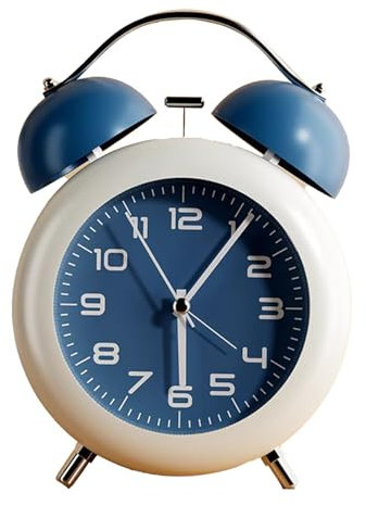 Tixiyu Glockenwecker, ABS, Batteriebetrieben, Niedlicher Desktop-Nachttischwecker mit Nachtlicht Schlafzimmer, Wohnzimmer, Blau