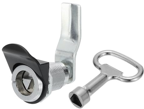 PATIKIL Triangle Cam Lock, Chrome Plated Tubular Cabinet Drawer Lock 1-1/4 Cylinder Length Fits Up to 1-1/16 Thick Panel with Small Keys for Electric Cabinet Water and Gas Meter