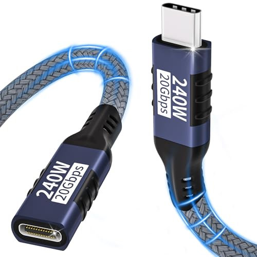 Sewowibo Cable de extensión USB C,20Gbps/240W/5K,extensor USB C 3.2 1M 5K@60Hz/4K@144HZ cable de extensión de video tipo C macho a hembra,compatible con iPhone 16/15/Pro/Pro Max/MacBook Pro/iPad Pro