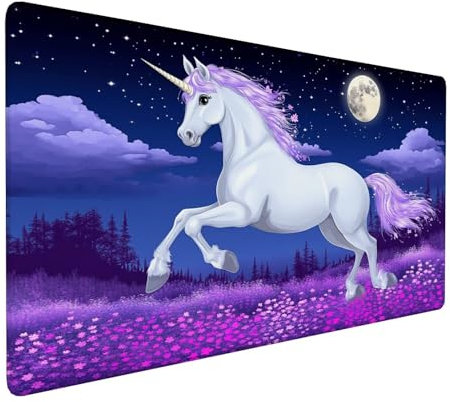 Lila Mauspad 1000 x 500 x 3 mm,XXL Gaming Mauspad Pferd,Verlängertes Groß Mauspad Schreibtischauflage,Wasserdicht Mauspad,Genähte Kanten Mauspad,rutschfeste Gummibasis,Mauspad Gamer,Geschenk Y-338