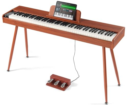 VEVOR Digitalpiano, 88 Tasten, Elektrisches Klaviere, Doppeltastatur & Lautsprecher, vierbeiniger Klavierständer mit Kopfhörer, 200 Töne & Rhythmen, unterstützt Bluetooth/USB/MIDI, für Anfänger