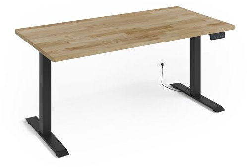 Homlando Schreibtisch Höhenverstellbar mit Höhenverstellung - Elektrisch - Ergonomisch Steh - BIMotion 2S Natural Desk- für Heimbüro -160x80 cm (Tischplatte Natureiche/Gestell Schwarz)