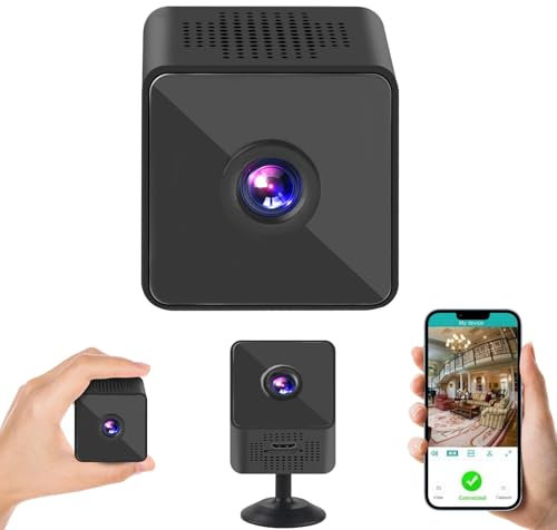 HAASIKI Mini Spy Camera for Home, Hidden Cameras Wireless WiFi Security Camera Nanny Cam Indoor Surveillance Camera, Small Secret Camera with Smart Audio, Motion Detection, Night Vision - Black