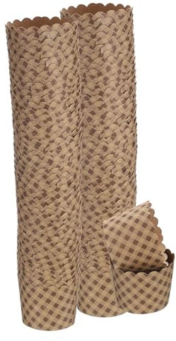 QUARKZMAN 100pz Pirottini da Forno in Carta Piccoli Frittella in Carta Kraft Marrone Pirottini per Cupcake Monouso Antigrasso Sfusi per Matrimonio Compleanno Laurea, Plaid