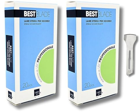 Best Blade - Cuchillas estériles desechables para podología, 40 cuchillas estériles (2 paquetes de 20) profesionales para pedicura, eliminación de callos y cuidado de pies (Size 12)