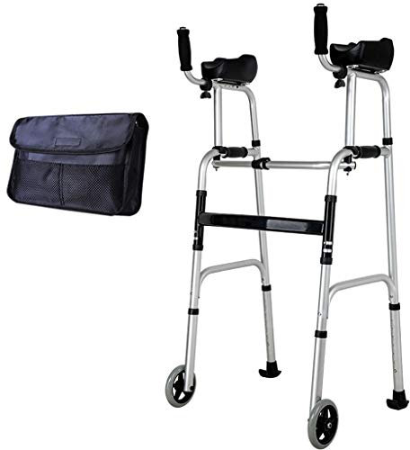 Gehgestell Mit Rädern Und Armlehnen-Stützpolster/Klappbarer, Leichter Gehwagen Aus Aluminium – Höhenverstellbar – Gehhilfe Für Behinderte Ältere Menschen – Rehabilitationstraining Für Die Unteren Gli