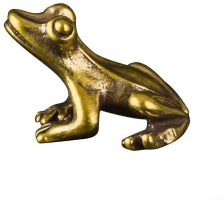 Charmante handgefertigte Miniatur-Frosch-Statuen aus Messing, einzigartige Kupfer-Dekoration