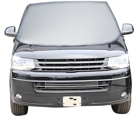 QENETY Externe Thermo Scheibenabdeckung für VW T6 2016-2022 Silber Faltbare Luxus Frontscheibe Wrap Abdeckung Wetterfest Wasserdicht Frost EIS Schnee Schutz