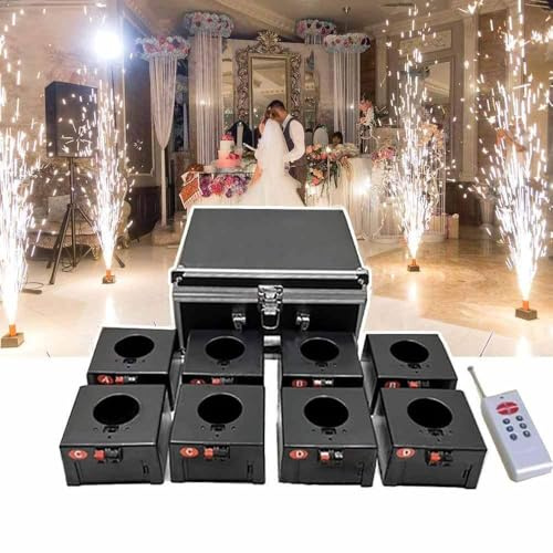 HpLNDas Mini Fireworks Base - with Suitcase, 8 Receiver + Wireless Remote Control, Cold Pyrotechnic Receiver, Spark Fountain Machine, for Indoor Wedding Stage Special Effects