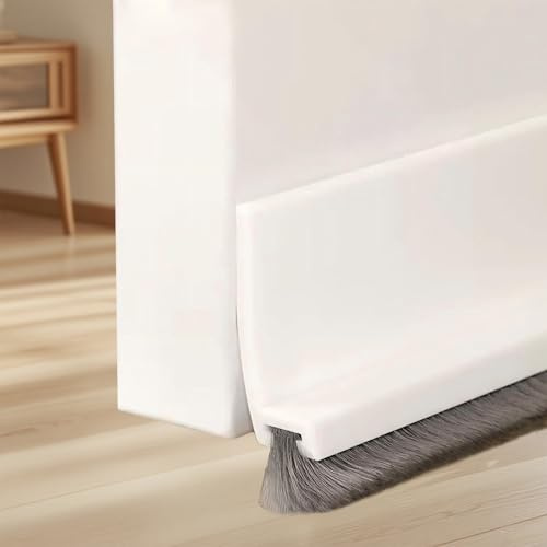 Wendict 100cm Burlete Silicona Puerta, Burlete para Puerta con Cepillo, Autoadhesivo para Burlete, Junta de Cepillo para, Blanco