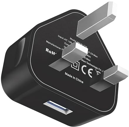 USB Plug, USB Plug UK Adaptor Phone Charger Mains Charge Single Port Wall Plugs Adapter 3 PIN 5V2A 10W Charging for iPhone 14 13 12 11 XS XR X 8 7 6,iPad Pro,Samsung, Motorola, TCL,LG Andorid Mobile