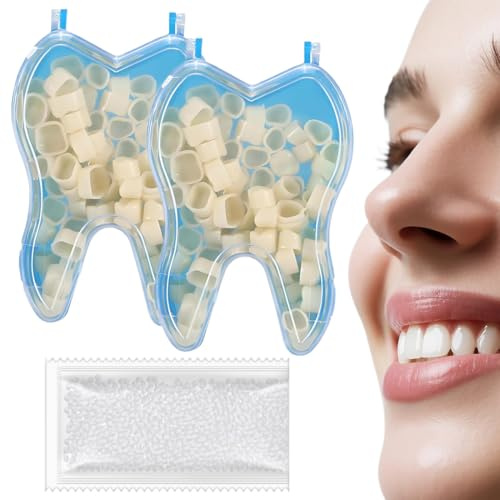 Teegxddy Kit de 100 Prothèses Dentaires,facette dentaire,Dents Antérieures et Postérieures Dentier Provisoire,Pour les Dents de Devant, les Molaires,Avec 20g Ciment Dentaire