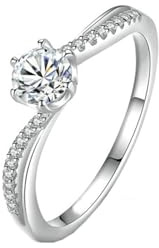 Tolldek 9K/14K/18K Weißgold Hochzeitsring, Zierlich Klassiker Pärchen Ringe mit Labor Erstellt Diamant Echt Schmuck, Weiß Gold Au 375/585/750 Eheringe, Gr.47-65
