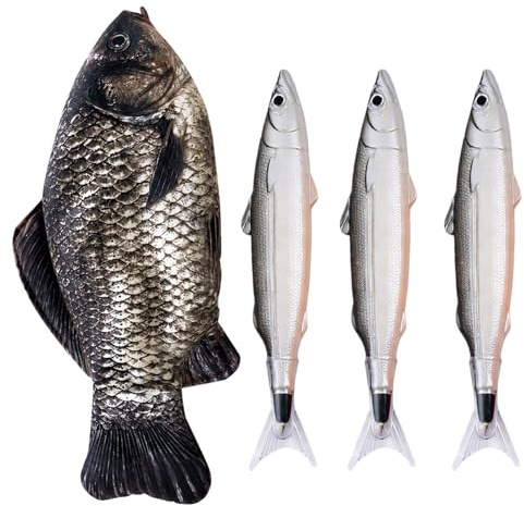 Yupaluz 1Set Fish Pen, Fish Shaped Pencil case 4pcs Black pens Included, Fish Gifts Novelty School Supplies for Students Teachers Office
