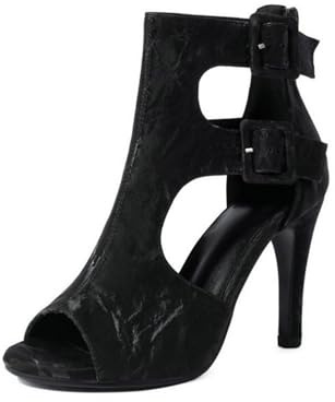 Générique Bottines Sandales Femme Bout Ouvert Talon 7 cm Double Boucle | Bottines sandales à bout ouvert avec double boucle, zip arrière et talon 7 cm pour soirée et looks habillés