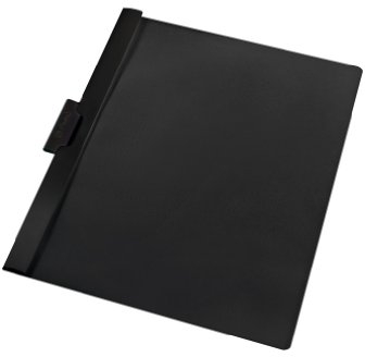 herlitz Klemmhefter für bis zu 30 Blatt, schwarz, transparenter Deckel, PVC, 5er Pack