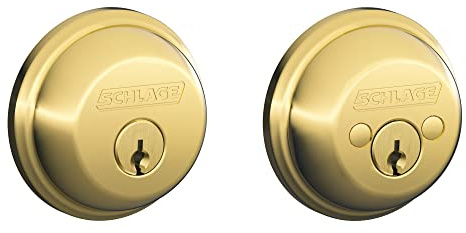 SCHLAGE B62N505 Deadbolt, Keyed 2 Sides, Bright Brass