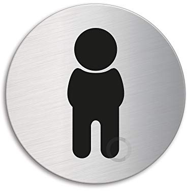 Schild WC Jungen Toilettenschild Türschild aus Edelstahl Ø 75 mm selbstklebend Nr.8479