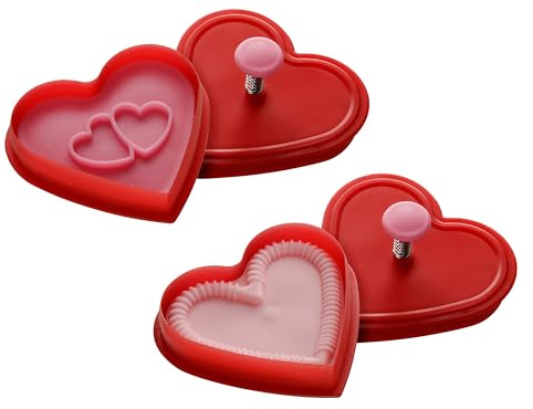 Premier Housewares Heart-Shaped Cookie Cutters Set of 2 with Spring Stamp, Decorative Baking Set