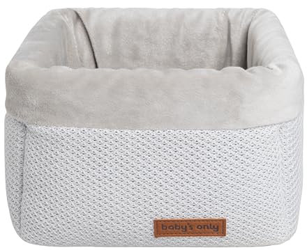 Baby's Only - Körbchen Classic - Wickeltisch Organizer - Gestrickte Aufbewahrungsbox für Kinderzimmer - 18x18x18 cm - Silbergrau