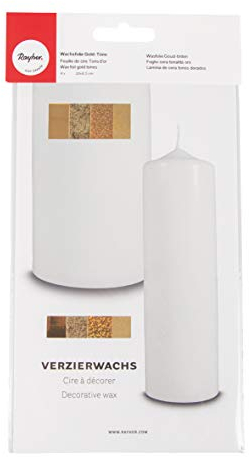 RAYHER HOBBY 31437000 Fogli Di Cera Per Decorare, Colori Oro, Set Con 4 Fogli Di Cera, Dimensioni 20 X 6.5 Cm Ciascuno, Decorazioni Candele, Comunione, Battesimo, Matrimonio