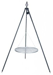 Tre Gamba Grill Oskar altezza 210 cm incl. Catena e griglia in acciaio inox 60 cm