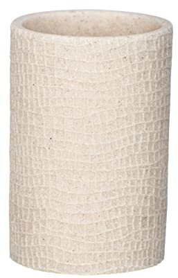 WENKO Gobelet Peanut beige - Porte-brosse à dents pour la brosse à dents et la pâte dentifrice, Polyrésine, 7 x 10.5 x 7 cm, Beige