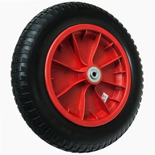 WERKA PRO Roue Increvable Diable 13'' Alésage 10 mm Ø330 x 85 mm Rouge | Robuste, durable, usage jardin, alésage 10 mm, jante rouge, roulements à billes, pour diables, chariots et remorques