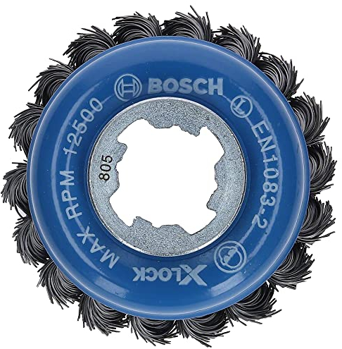 Bosch Professional Heavy - Cepillo de vaso trenzado (para metales, X-LOCK, Ø 75 mm, grosor del alambre 0,5 mm, para Ø125 mm), Negro