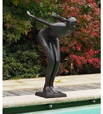 IDYL Bronze Skulptur Frederik | 113x44x68 cm | Bronze-Figur handgefertigt | Gartenskulptur oder Teich-Pool-Dekoration | Hochwertiges Kunsthandwerk | Wetterfest