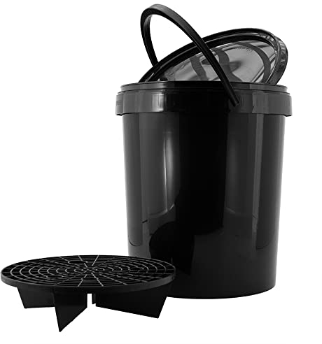 AUTO-STYLE Seau Lavage de Voiture 15L Noir + Couvercle + Grit/Grille
