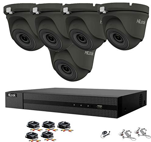 HILOOK HIKVISION 5MP CCTV KIT SECURITY SYSTEM 4K DVR 8CH 5X5MP GRAY ULTRA HD METAL HOUSING IP67 WATERPROOF IN/OUTDOOR DOME CAMERAS 20M NIGHT VISION EASY P2P EMAIL ALERT REMOTE VIEW (3TB HDD)