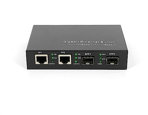LIGHTEM 4 porte Switch Ethernet 10/100/1000M con 2x porte RJ45 e 2x SFP