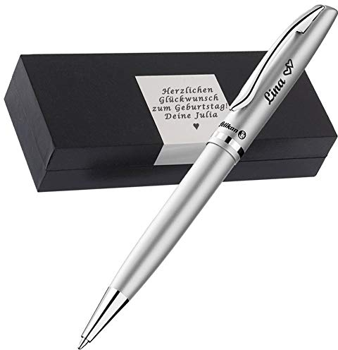 Pelikan - Kugelschreiber mit Gravur als Geschenk & Symbol mit Gravur Geschenkverpackung Kugelschreiber K36 Jazz Elegance Silber PS59