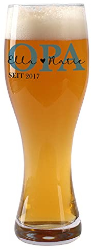 Herz & Heim® Weizenglas für den Besten Opa, mit Namen und Wunschjahr bedruckt