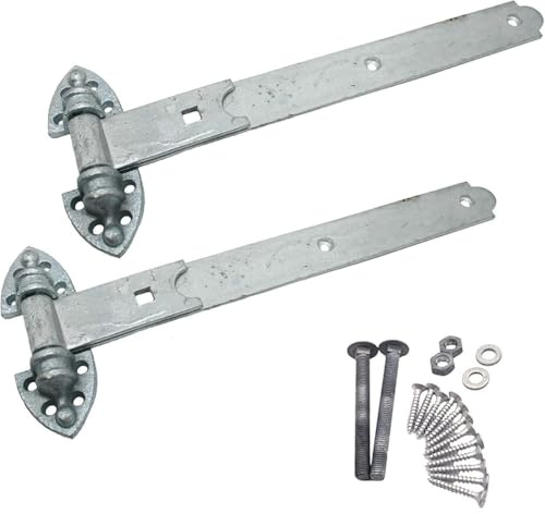 EAI Heavy Reversible Gate Hinges | Heavy Duty 300mm / 12 Inch Galvanised Garage, Stable Door, Gate Hinges | 1 Pair with Fixings