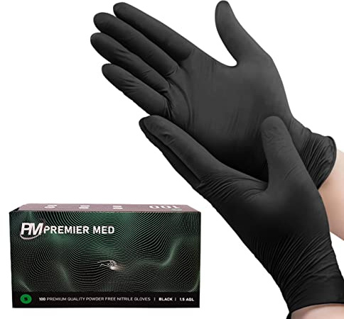 Premier Med Black Nitrile Gloves (100) - SMALL