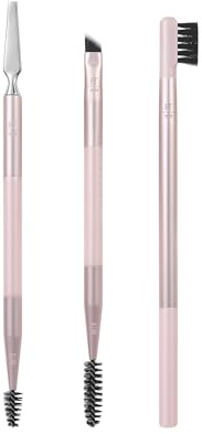 Real Techniques Brow Styling Set, For Lifting Brows, Fill & Style, Dual-ended Makeup Brushes, Full Kit for Eyebrows, Get Full, Laminated, or Natural Brows, Multiuse Tools, 3 Piece Set
