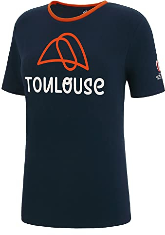 Macron T-Shirt für Damen, Rugby Toulouse World Cup 2023, offizielles Lizenzprodukt, blau, Large