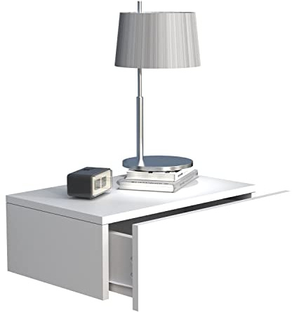 VCM Table de chevet Tiroir mural Dimensions : environ 15 x 45 x 30 cm - Usal M 45 cm Blanc