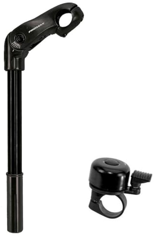 Promax 1 Verstellbarer Fahrrad Lenkervorbau schwarz Klemmung Ø 25,4 mm 0 bis 50° verstellbar Lenker Vorbau inkl. Fahrradklingel