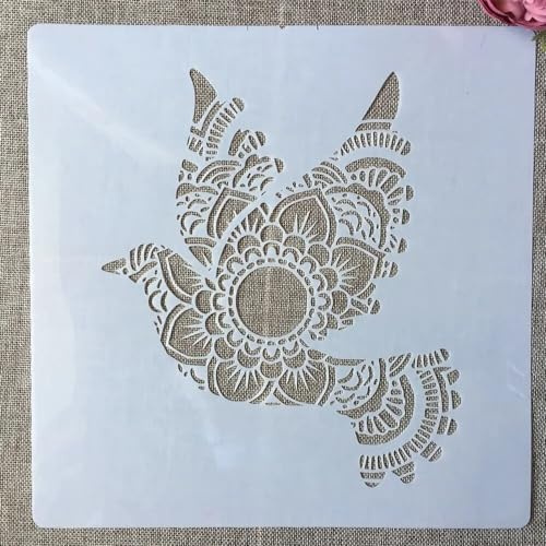 30 x 30 cm Mandala Frieden Taube Wiederverwendbare Malschablonen Liebe Home Vorlage zum Malen auf Holz, Veranda, Haustür, Wand Wohnkultur