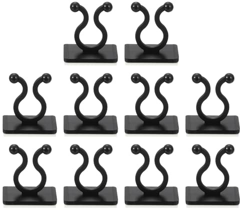 QUARKZMAN 100 Stück Pflanzenclips Wand, Kabelclips verstellbare Kabelklemmen, 7,2 mm/0,28 Pflanzenfixierer Selbstklebende Haken Drahtbefestigung für Innen- und Außendekoration - Schwarz
