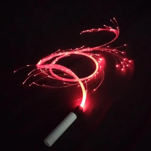 LED-Glasfaserpeitsche, um 360° drehbare Tanzraumpeitsche, 4 Lichtmodi, 7 Farben, 23 Lichteffekte, (batteriebetrieben) LED-Glasfaserpeitsche (Farbe: Pink Handle)